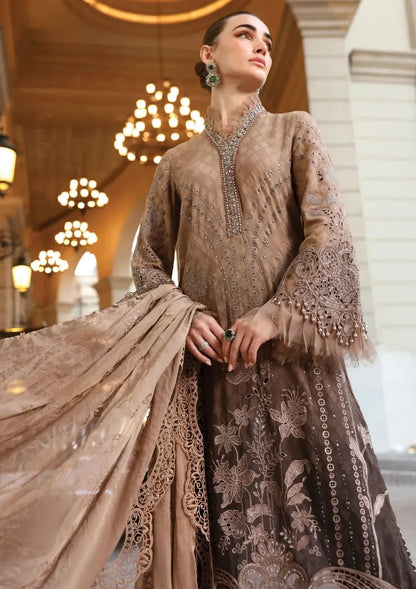 Pakistani Designer Brown Lawn Salwar Kameez Online in KSA Riyadh Saudi Arabia Oman Bahrain Qatar
