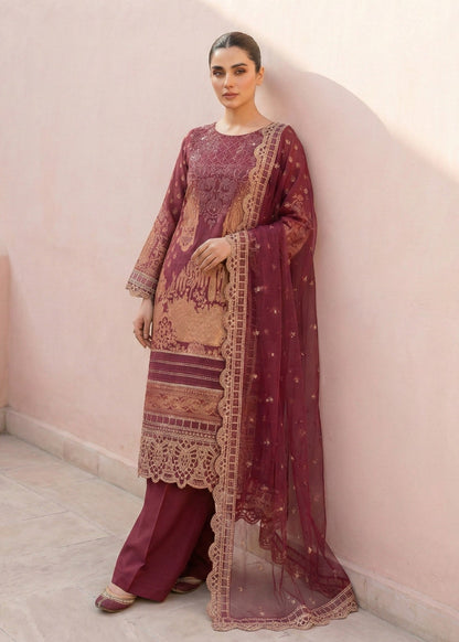 Pakistani Designer Brown Lawn Salwar Kameez Online in KSA Riyadh Saudi Arabia Oman Bahrain Qatar