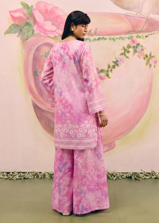 Pakistani Designer Bubblegum Pink Lawn Sharara Gharara Online in KSA Riyadh Saudi Arabia Oman Bahrain Qatar