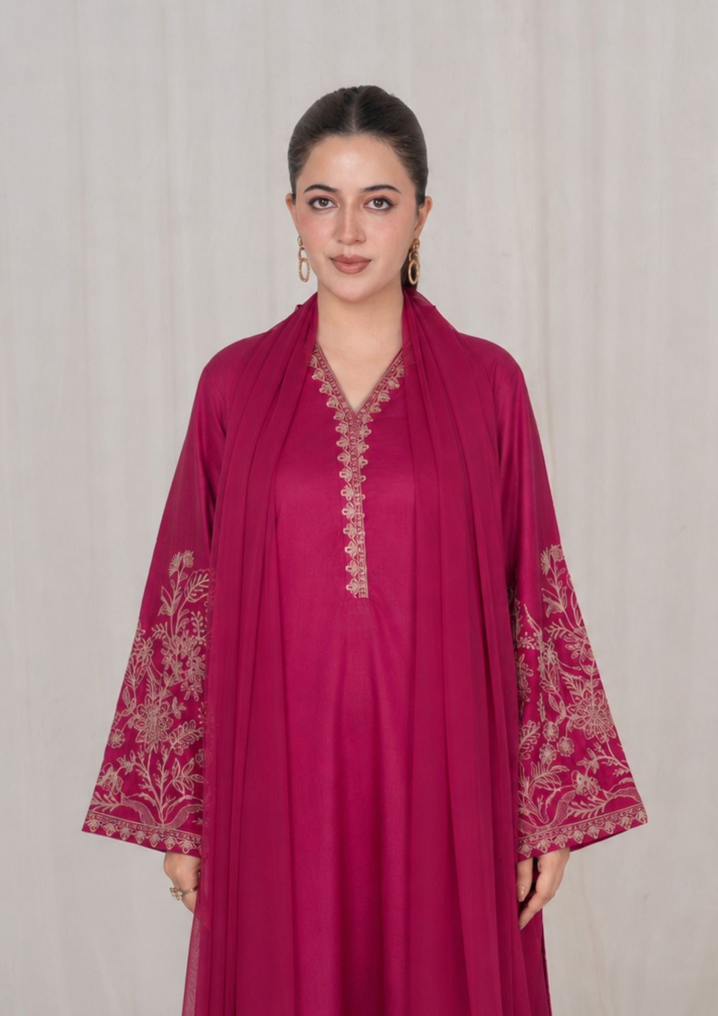 Pakistani Designer Burgundy Embroidered Salwar Suit Online in KSA Riyadh Saudi Arabia Oman Bahrain Qatar