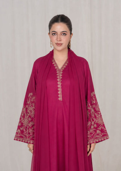 Pakistani Designer Burgundy Embroidered Salwar Suit Online in KSA Riyadh Saudi Arabia Oman Bahrain Qatar