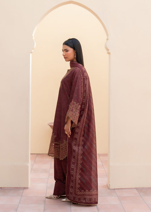 Pakistani Designer Burnt Umber Khaddar Salwar Kameez Online in KSA Riyadh Saudi Arabia Oman Bahrain Qatar