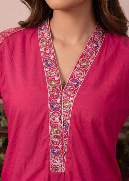Pakistani Designer Cherry Red Lawn Salwar Kameez Online in UK USA Canada