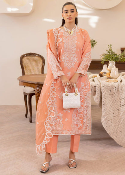 Pakistani Designer Coral Pink Lawn Shalwar Kameez Online in KSA Riyadh Saudi Arabia Oman Bahrain Qatar