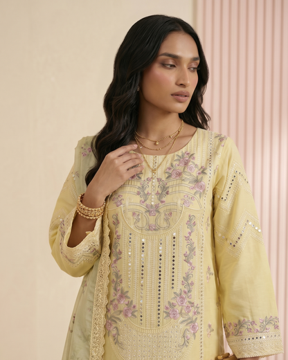 Pakistani Designer Cotton Suit with Silk Dupatta Online in KSA Riyadh Saudi Arabia Oman Bahrain Qatar