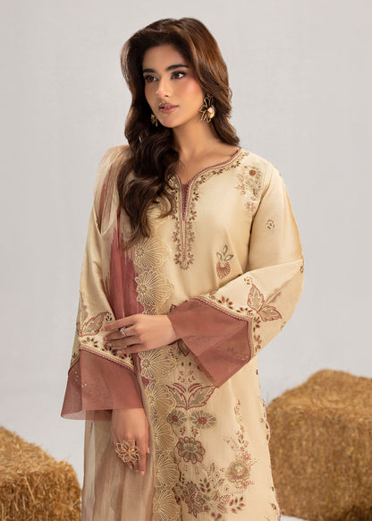 Pakistani Designer Cream Lawn Festive Suit Online in KSA Riyadh Saudi Arabia Oman Bahrain Qatar