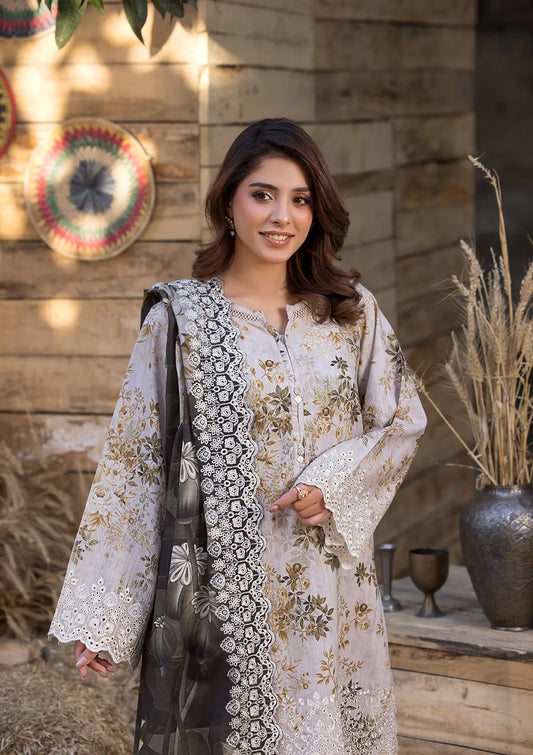 Pakistani Designer Cream Lawn Salwar Kameez Online in KSA Riyadh Saudi Arabia Oman Bahrain Qatar