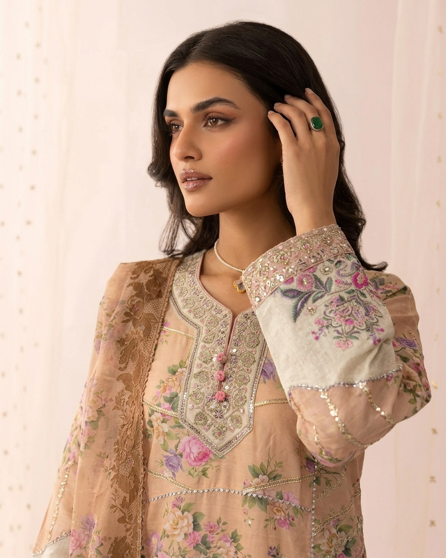 Pakistani Designer Creepy Cotton Salwar Suit Online in KSA Riyadh Saudi Arabia Oman Bahrain Qatar