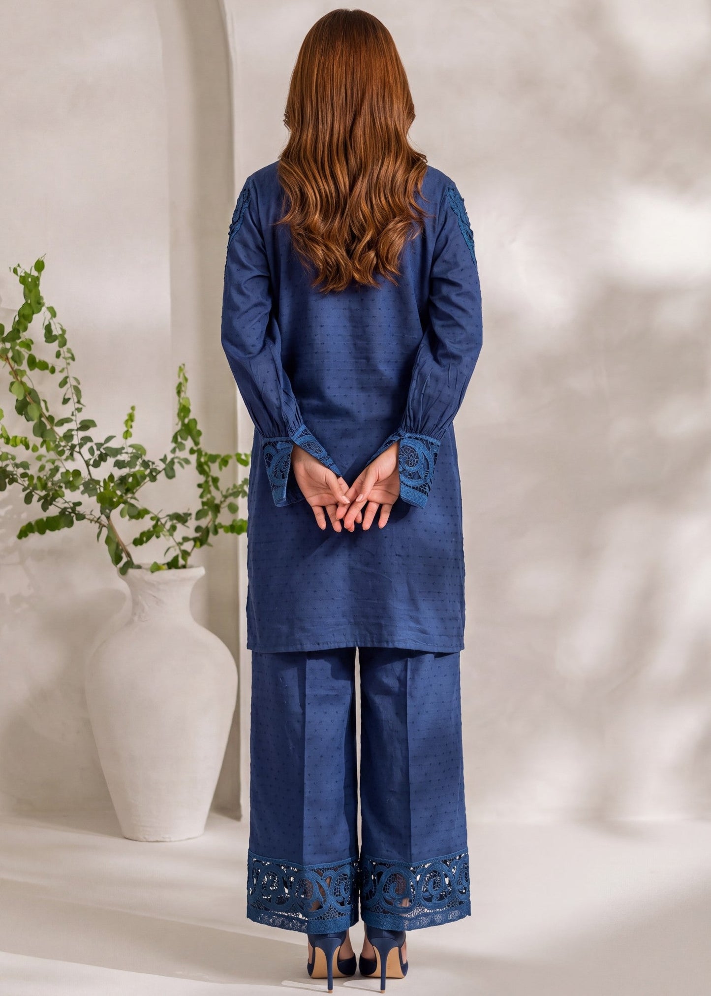 Pakistani Designer Dark Blue Lawn Salwar Suit Online in KSA Riyadh Saudi Arabia Oman Bahrain Qatar