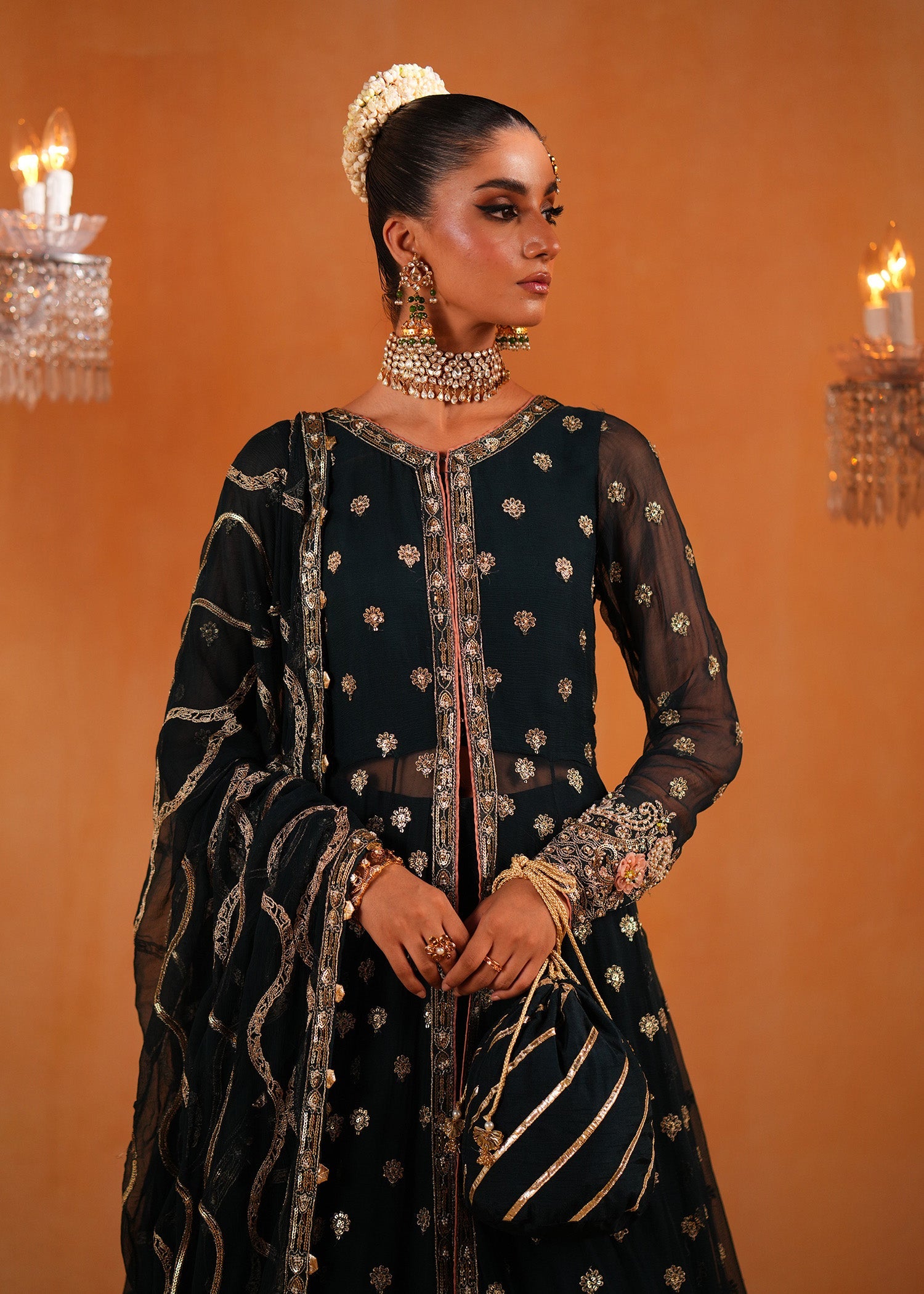 slim fit dress slacks Neva Bottle Green – Pakistani Designer Dresses main image 1