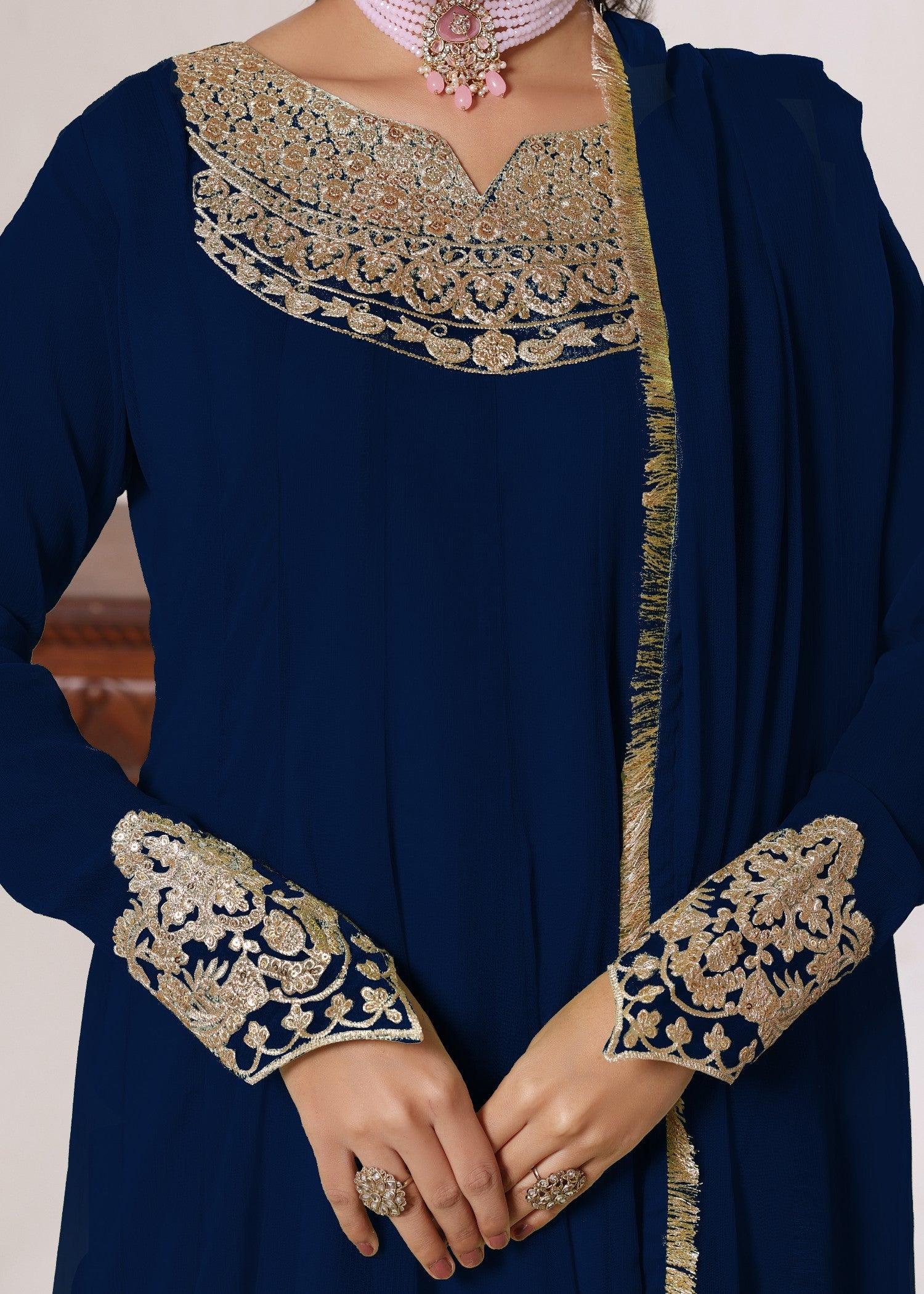 Pakistani Designer Dark Green Embroidered Chiffon Pishwas Online in Sri Lanka India Australia
