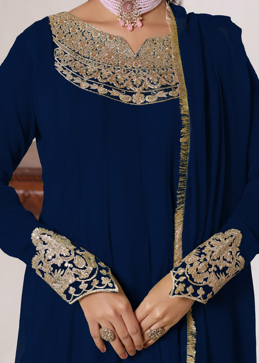 Pakistani Designer Dark Green Embroidered Chiffon Pishwas Online in Sri Lanka India Australia