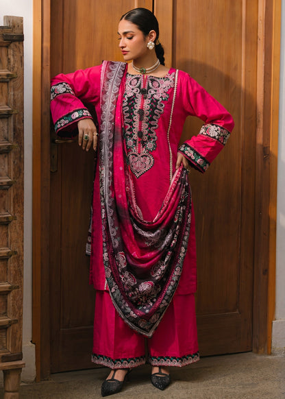 Pakistani Designer Deep Pink Lawn Kurta Online in KSA Riyadh Saudi Arabia Oman Bahrain Qatar