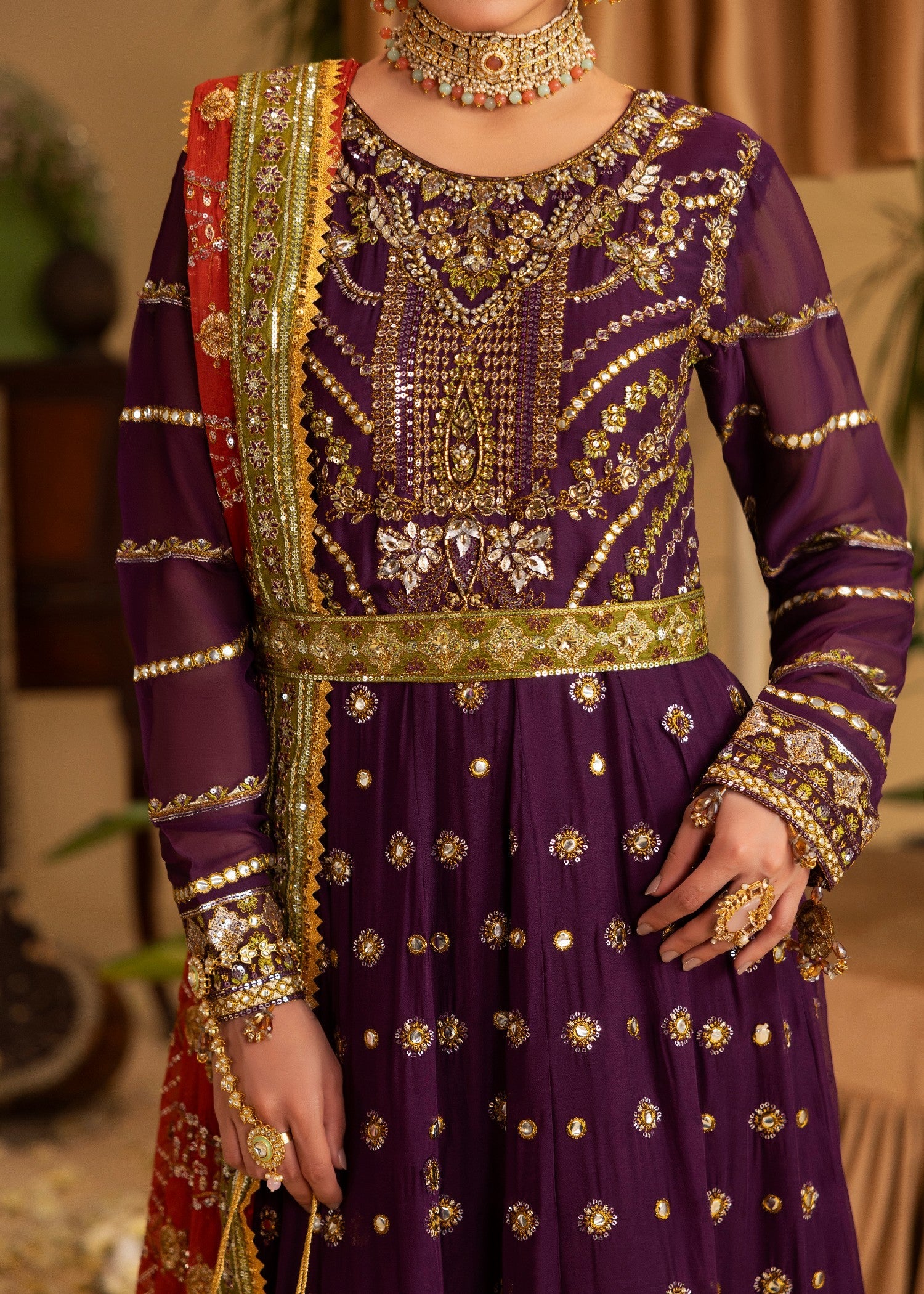 Pakistani Designer Embellished Chiffon Suit Online in Sri Lanka India Australia