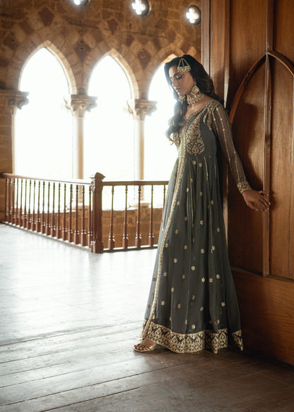 Pakistani Designer Embroidered Chiffon Maxi Dress Online in KSA Riyadh Saudi Arabia Oman Bahrain Qatar