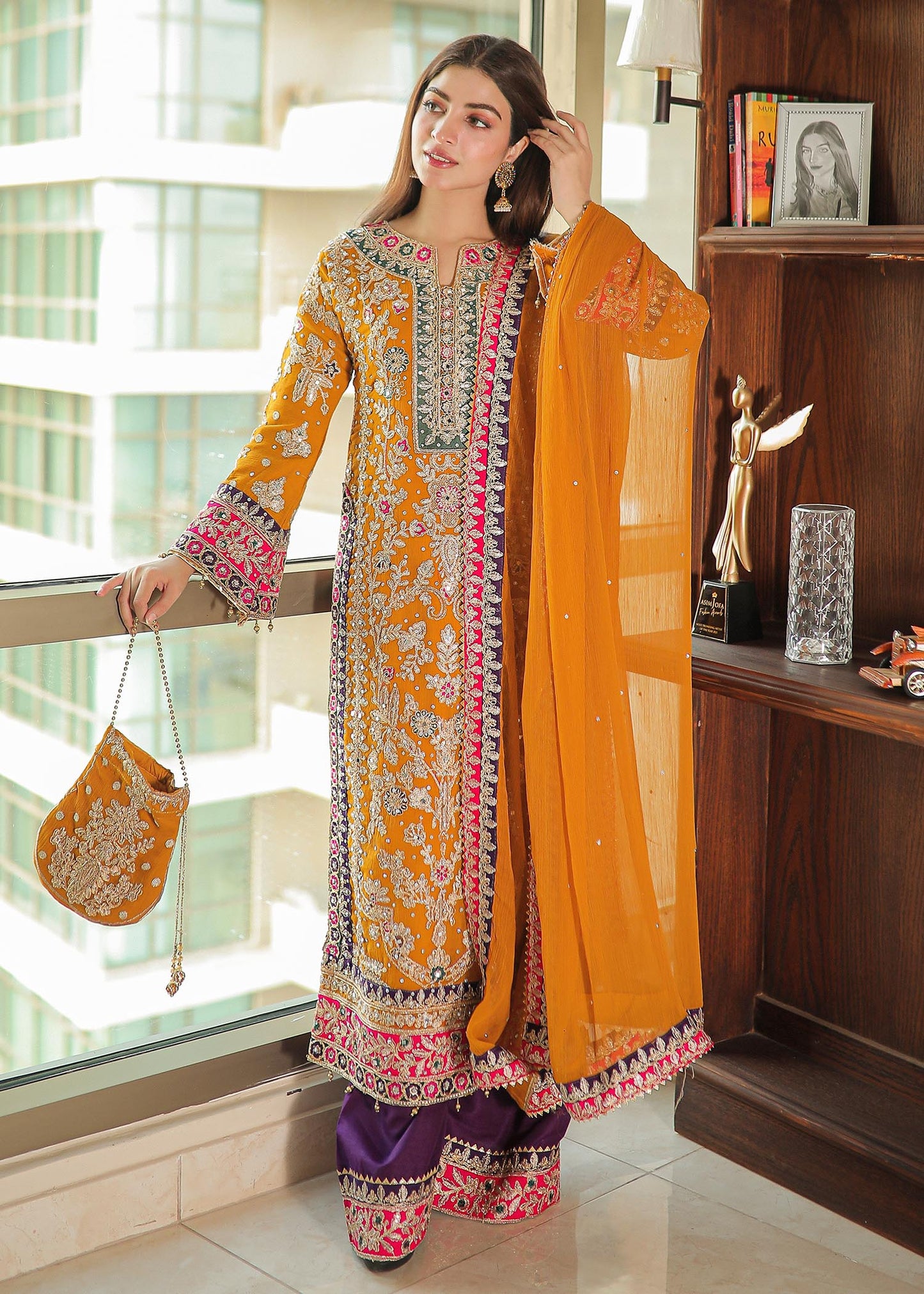 Pakistani Designer Embroidered Chiffon Salwar Kameez Online in KSA Riyadh Saudi Arabia Oman Bahrain Qatar