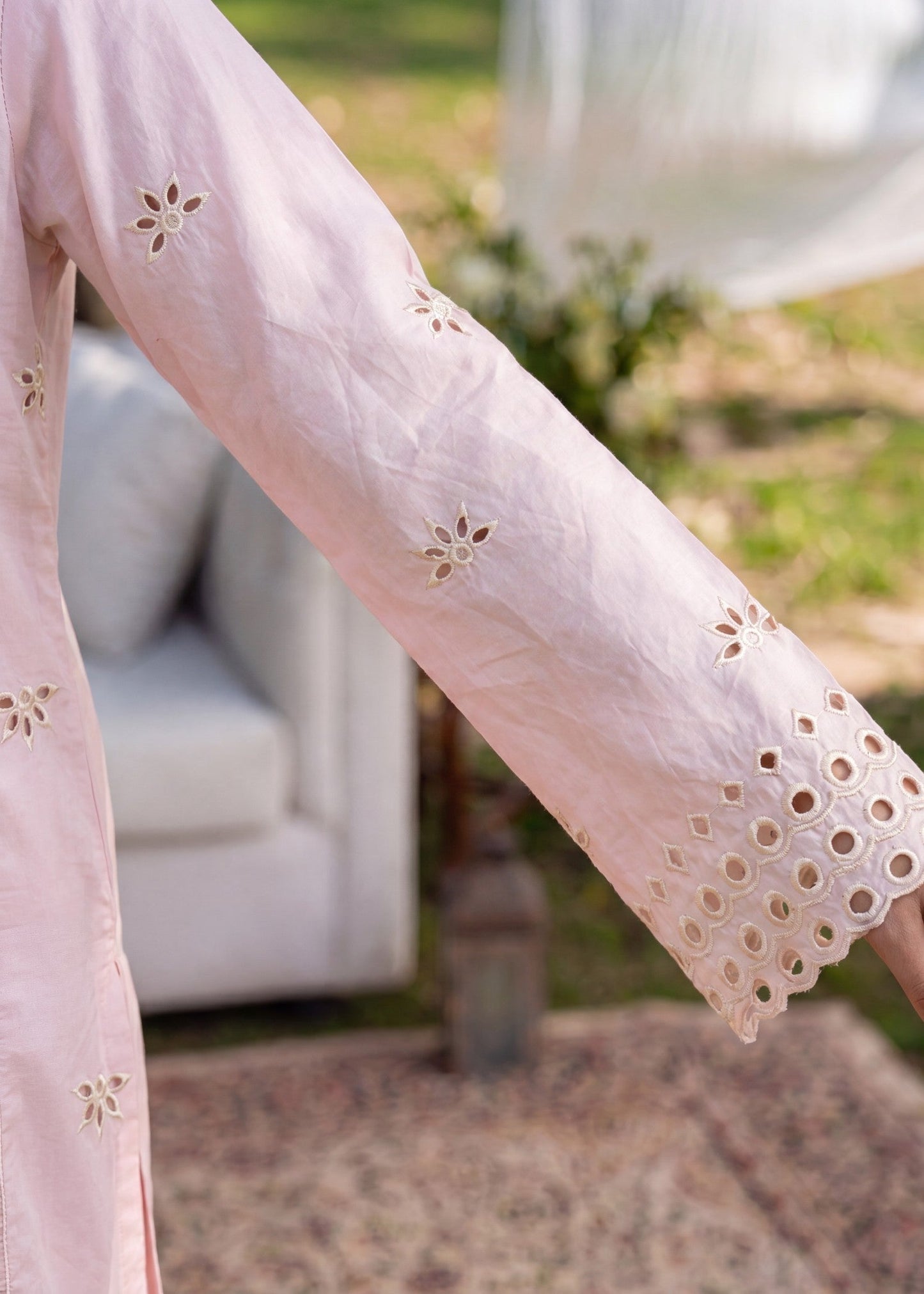 Pakistani Designer Embroidered Lawn Suit Tea Rose Pink Online in KSA Riyadh Saudi Arabia Oman Bahrain Qatar