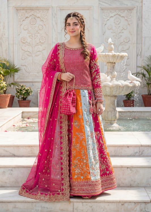 Pakistani Designer Embroidered Lehenga Set Online in KSA Riyadh Saudi Arabia Oman Bahrain Qatar