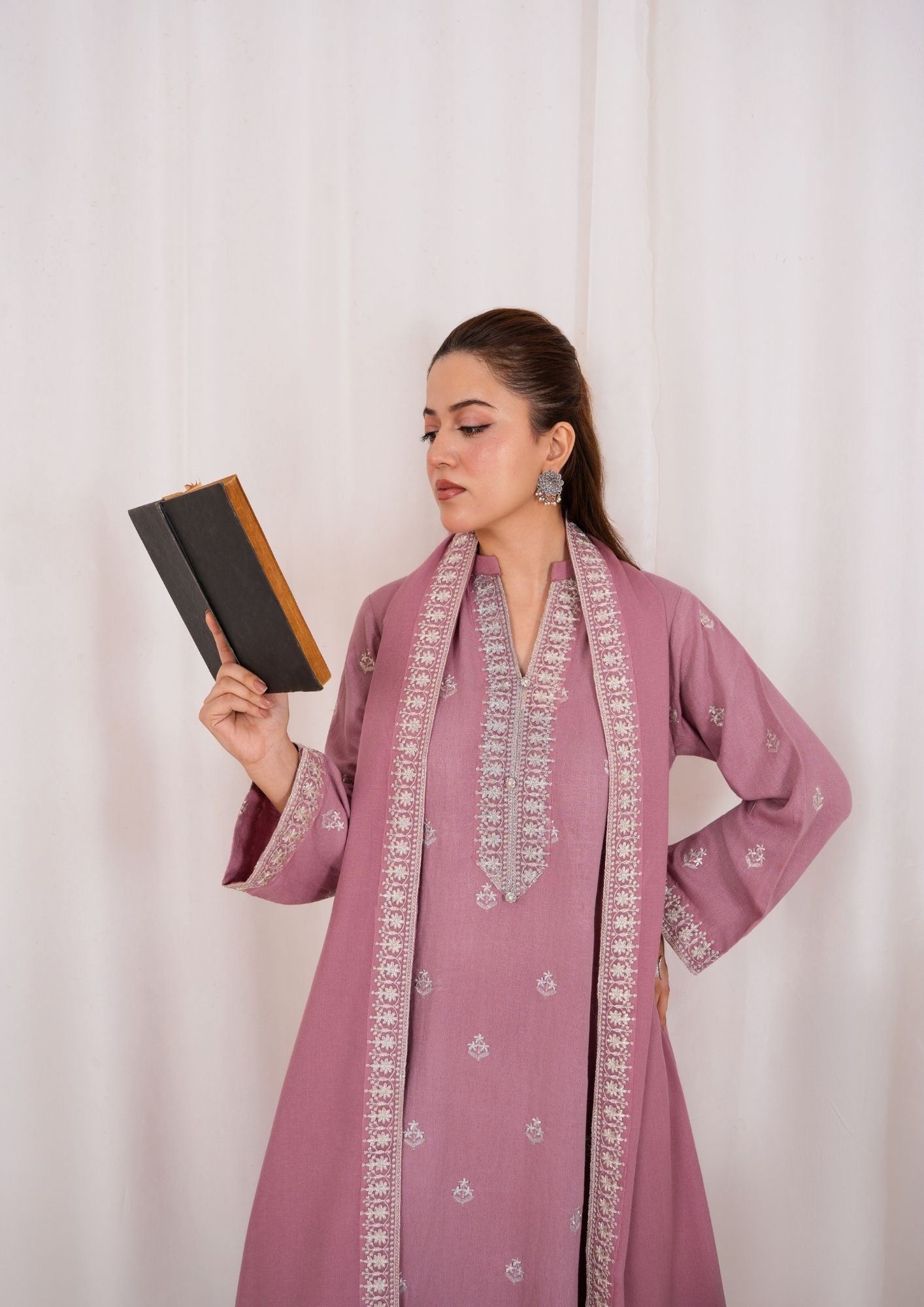 Pakistani Designer Embroidered Silk Karandi Salwar Kameez Online in KSA Riyadh Saudi Arabia Oman Bahrain Qatar