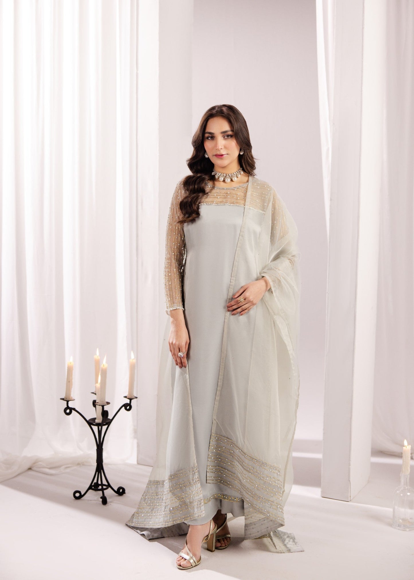 Pakistani Designer Embroidered Silk Suit Online in KSA Riyadh Saudi Arabia Oman Bahrain Qatar