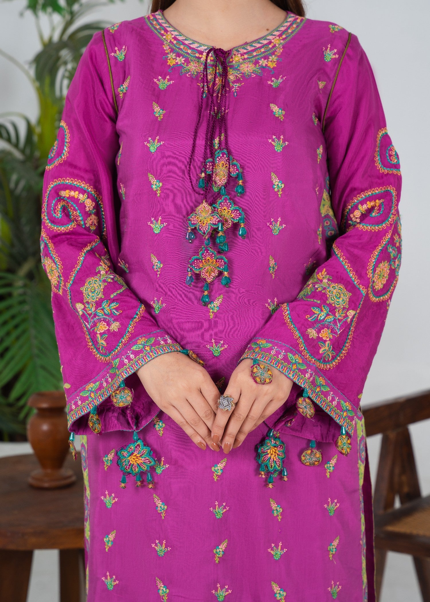 Pakistani Designer Embroidered Silk Suit Online in Sri Lanka India Australia