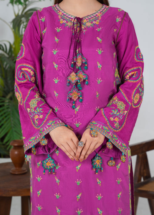 Pakistani Designer Embroidered Silk Suit Online in Sri Lanka India Australia