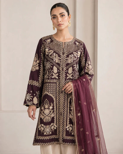 Pakistani Designer Embroidered Viscose Salwar Kameez Online in KSA Riyadh Saudi Arabia Oman Bahrain Qatar
