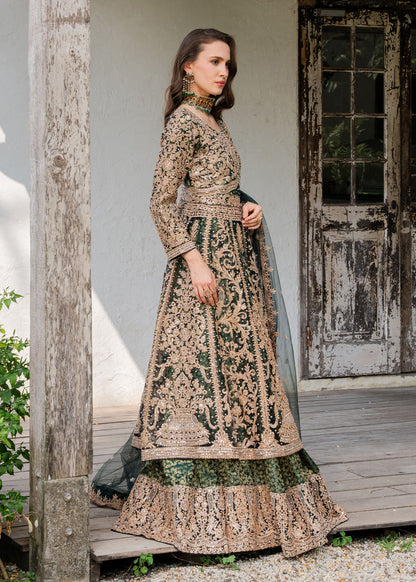 Pakistani Designer Emerald Net Wedding Outfit Online in KSA Riyadh Saudi Arabia Oman Bahrain Qatar