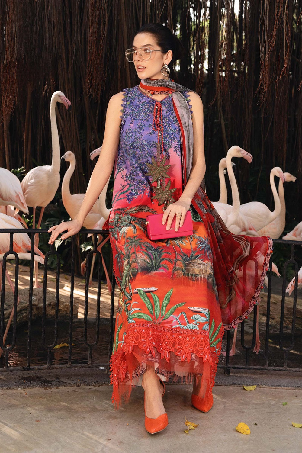 Pakistani Designer Floral Print Lawn Salwar Kameez Online in KSA Riyadh Saudi Arabia Oman Bahrain Qatar