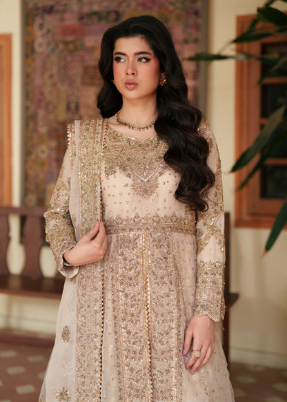 Pakistani Designer Gold Chiffon Salwar Kameez Online in KSA Riyadh Saudi Arabia Oman Bahrain Qatar