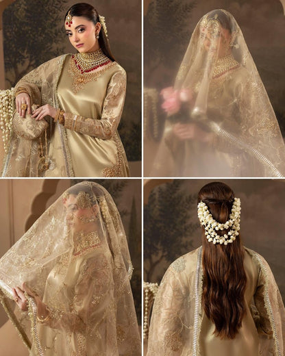 Pakistani Designer Gold Embellished Raw Silk Sharara Gharara Online in KSA Riyadh Saudi Arabia Oman Bahrain Qatar