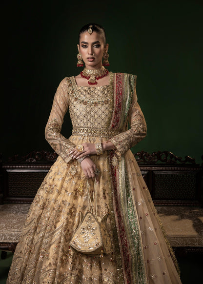 Pakistani Designer Gold Net Salwar Kameez Online in KSA Riyadh Saudi Arabia Oman Bahrain Qatar