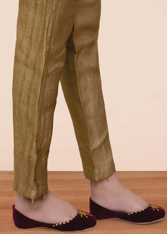 Pakistani Designer Gold Zari Trouser Online in KSA Riyadh Saudi Arabia Oman Bahrain Qatar