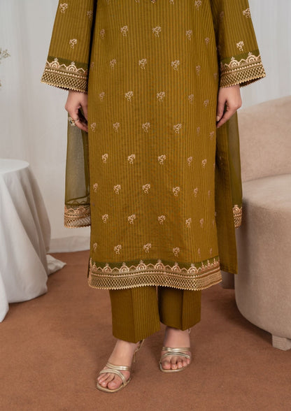 Pakistani Designer Golden Brown Lawn Salwar Kameez Online in KSA Riyadh Saudi Arabia Oman Bahrain Qatar