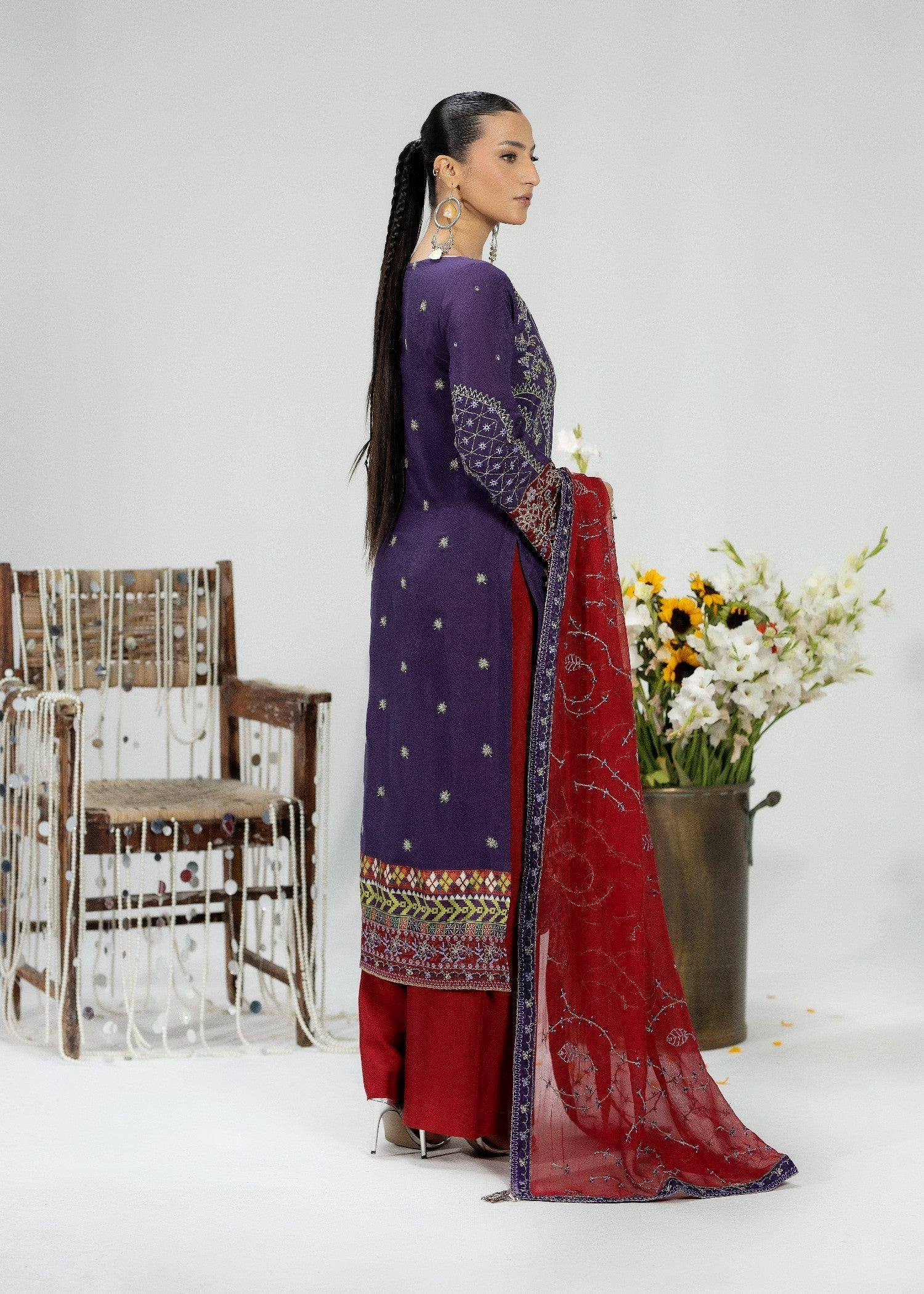 Pakistani Designer Grape Silk Embroidered Salwar Kameez Online in KSA Riyadh Saudi Arabia Oman Bahrain Qatar