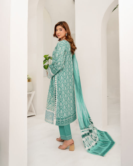 Pakistani Designer Green Lawn Salwar Kameez Online in KSA Riyadh Saudi Arabia Oman Bahrain Qatar