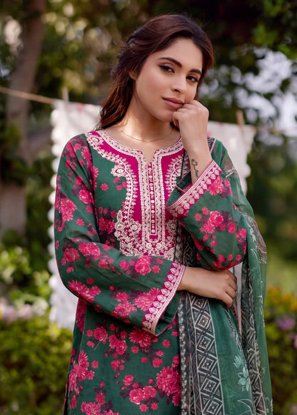 Pakistani Designer Green Lawn Salwar Kameez Online in KSA Riyadh Saudi Arabia Oman Bahrain Qatar