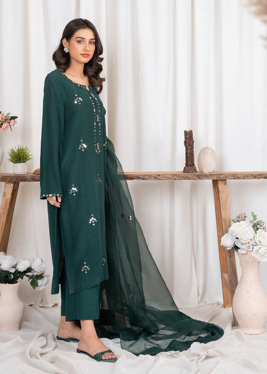 Pakistani Designer Green Organza Embellished Salwar Kameez Online in KSA Riyadh Saudi Arabia Oman Bahrain Qatar