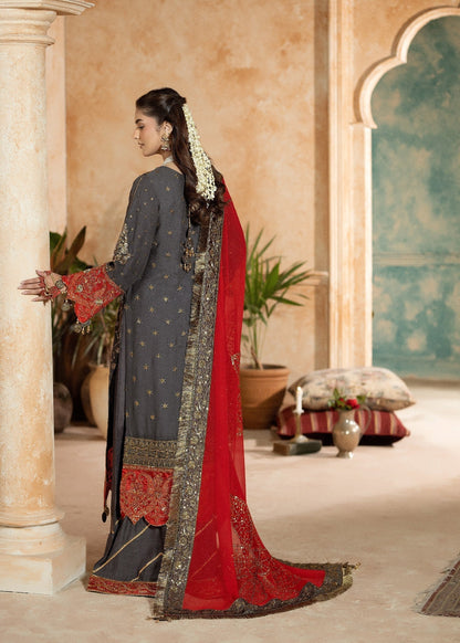 Pakistani Designer Grey Chiffon Sharara Gharara Online in KSA Riyadh Saudi Arabia Oman Bahrain Qatar