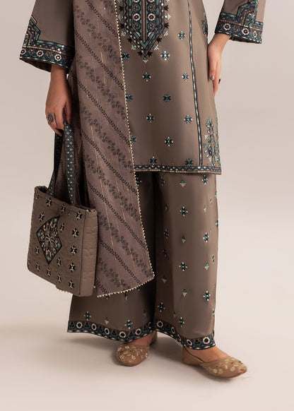 Pakistani Designer Grey Cotton Kurta Farshi Online in KSA Riyadh Saudi Arabia Oman Bahrain Qatar