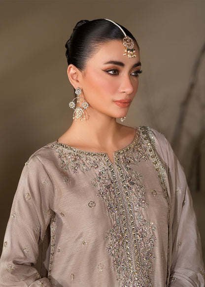 Pakistani Designer Grey Raw Silk Festive Suit Online in KSA Riyadh Saudi Arabia Oman Bahrain Qatar