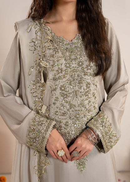 Pakistani Designer Grey Raw Silk Wedding Outfit Online in KSA Riyadh Saudi Arabia Oman Bahrain Qatar