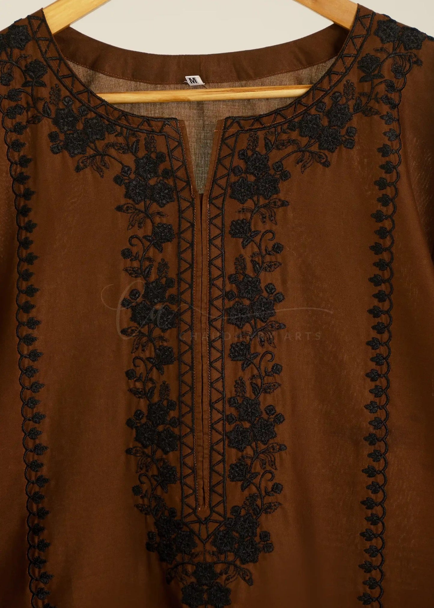 Pakistani Designer Hazelwood Brown Cotton Salwar Kameez Online in KSA Riyadh Saudi Arabia Oman Bahrain Qatar