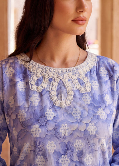 Pakistani Designer Heathered Lilac Embroidered Kurta Online in UK USA Canada