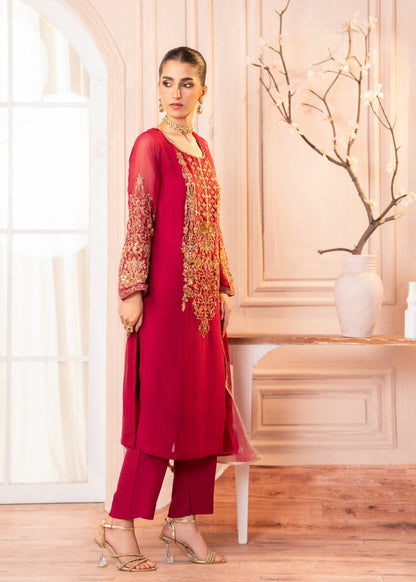 Pakistani Designer Hot Pink Chiffon Salwar Kameez Online in KSA Riyadh Saudi Arabia Oman Bahrain Qatar