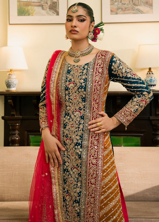 Pakistani Designer Hot Pink Chiffon Wedding Suit Online in KSA Riyadh Saudi Arabia Oman Bahrain Qatar