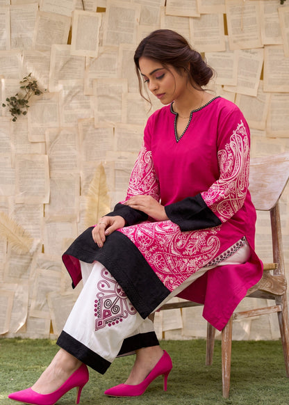 Pakistani Designer Hot Pink Lawn Suit Online in Sri Lanka India Australia