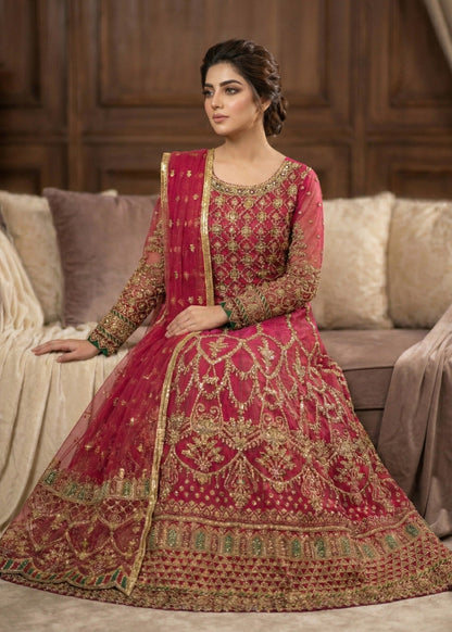 Pakistani Designer Hot Pink Organza Salwar Kameez Online in KSA Riyadh Saudi Arabia Oman Bahrain Qatar