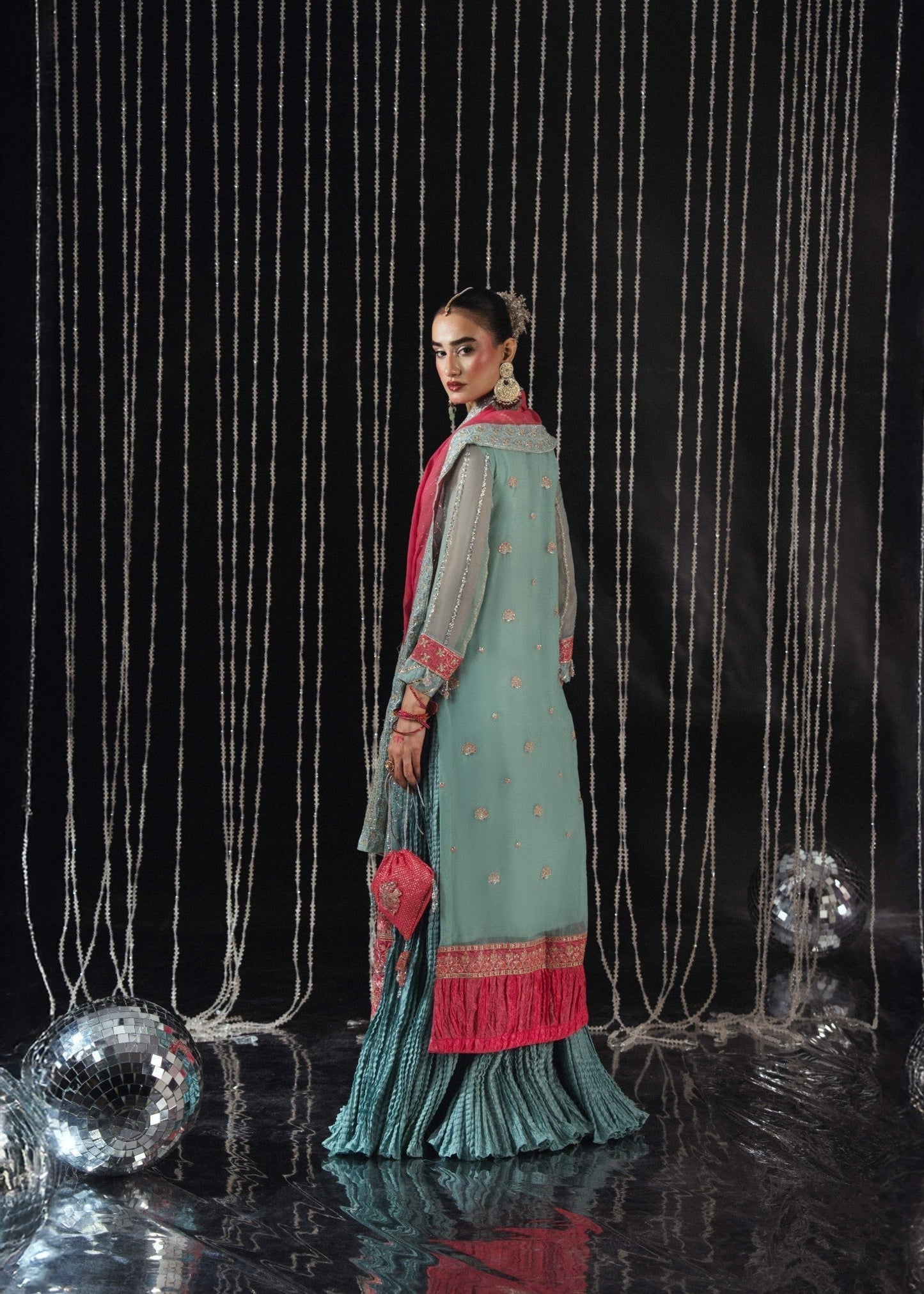 Pakistani Designer Ice Blue Chiffon Salwar Kameez Online in KSA Riyadh Saudi Arabia Oman Bahrain Qatar