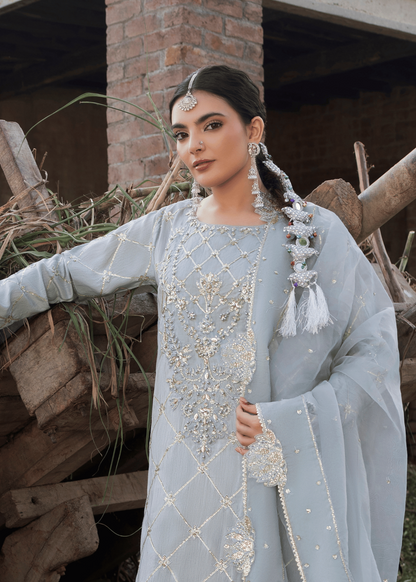 Pakistani Designer Ice Blue Embroidered Festive Wear Online in Sri Lanka India Australia
